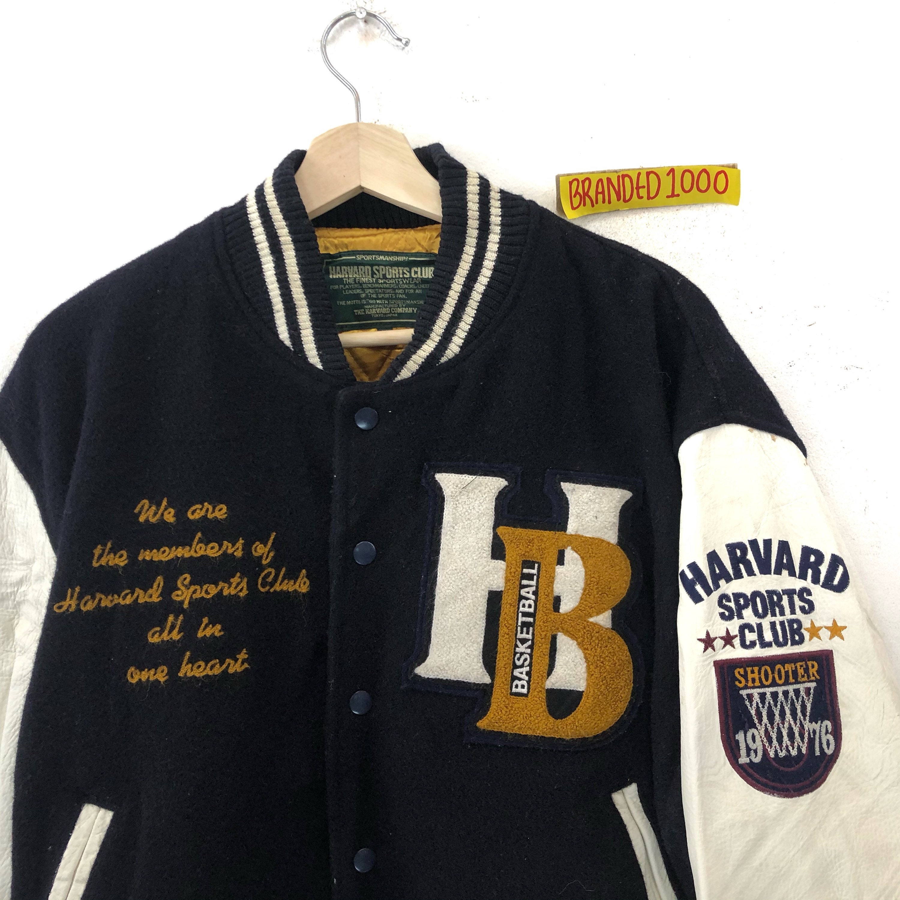 Rare Vintage Harvard Sport Club Varsity Bomber Jacket Basketball