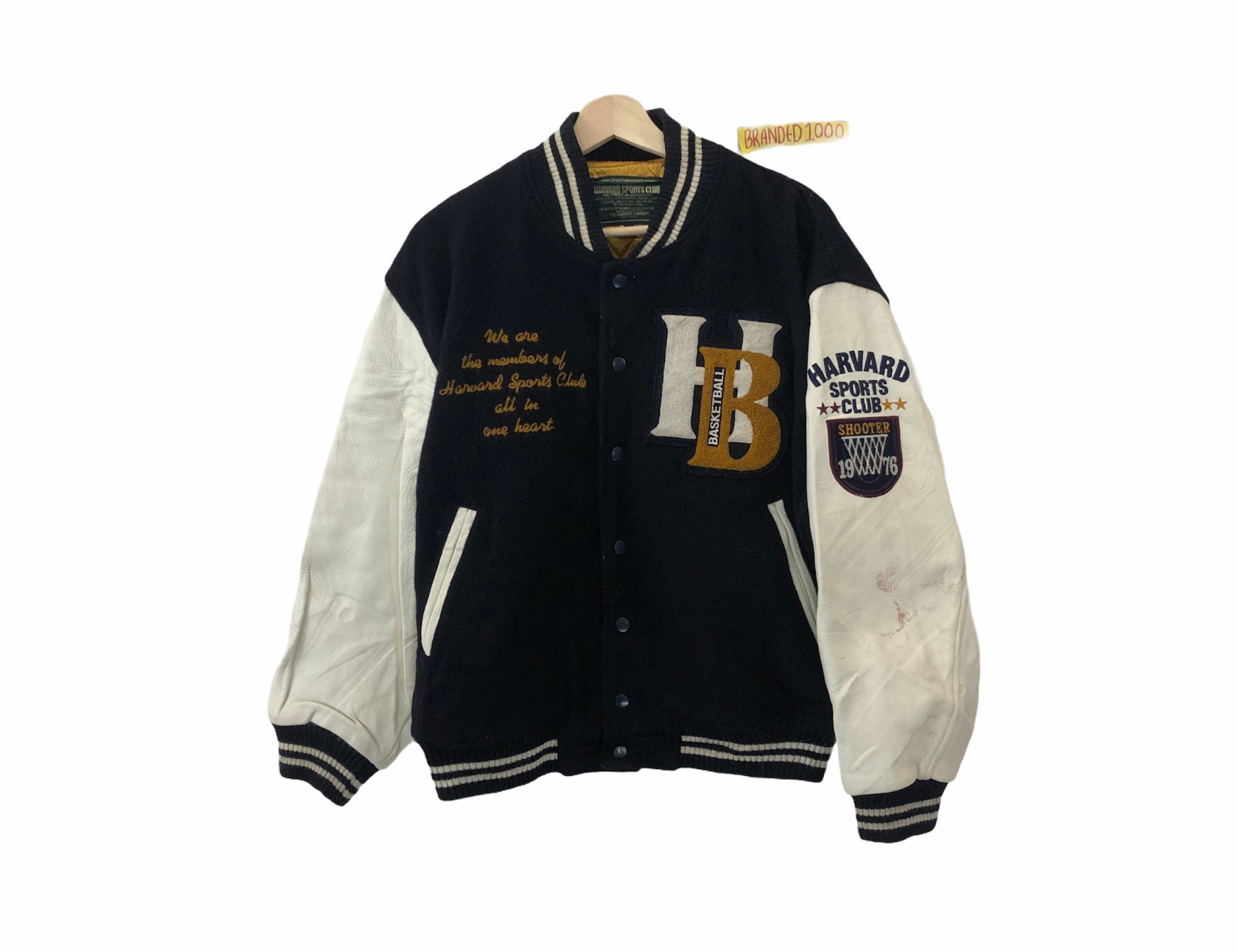 Rare Vintage Harvard Sport Club Varsity Bomber Jacket Basketball