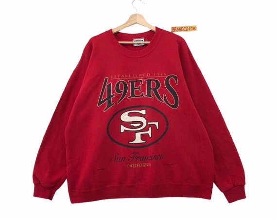 Rare Vintage Nutmeg San Francisco 49ers Sweatshirt Big Logo Spellout  Pullover American Football Jumper NFL 