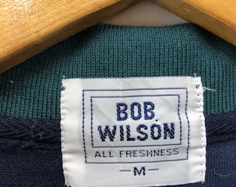 Rare!! Vintage Bob Wilson Sweatshirt Half Zipper Small Logo Embroidery Spellout Pullover Jumper