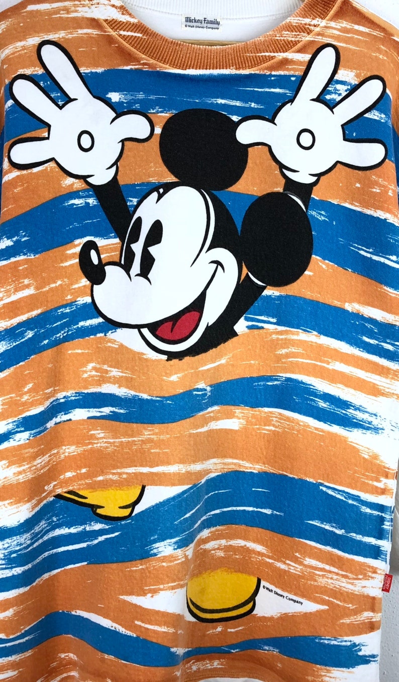 Vintage Mickey Mouse Long Sleeve Sweatshirt Pullover Jumper Sweater Character Fashions Cartoon Disney Rare!!