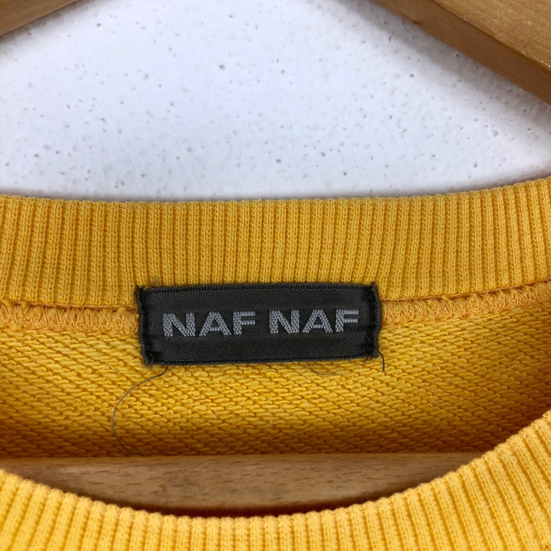 Vintage Nafnaf Sweatshirt Pullover Jumper France Top Fashion Designer French Brand Naf Naf Big Logo Embroidery Spellout Rare!!