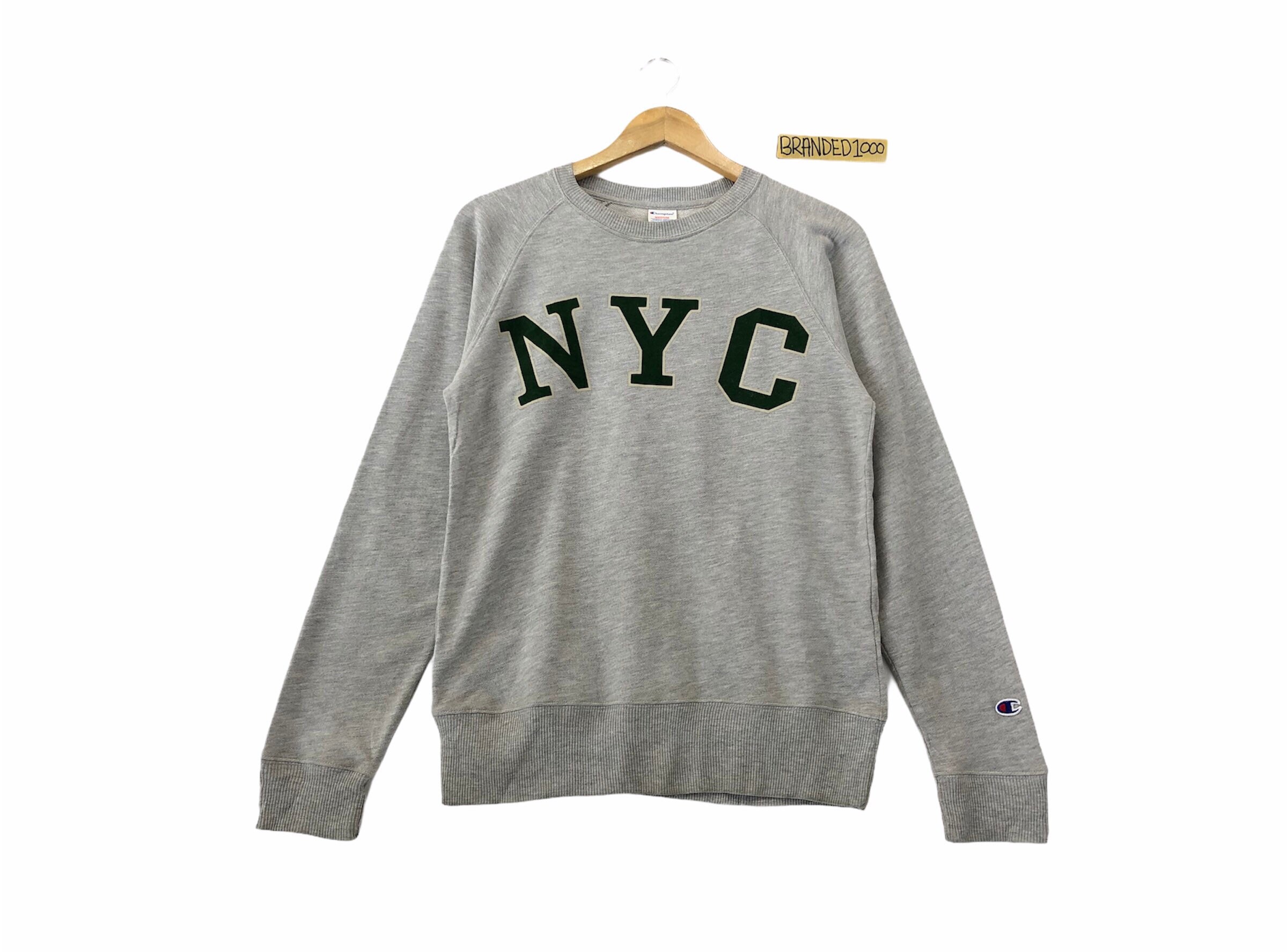 Rare!!Vintage Champion Sweatshirt Small Logo New York Spellout Small Logo Pullover Jumper Sweater