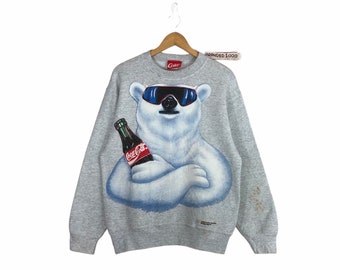 Rare Coca-cola Sweatshirt Bear Big Logo 