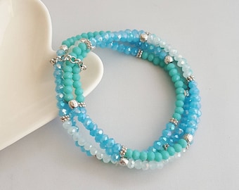 Layered Multi Beads Bracelet,Turquoise Bead Bracelet,Tiny Multi Bead Bracelet,Tribal Bracelet,Layered Bead Bracelet,Multi Wrap Bead Bracelet