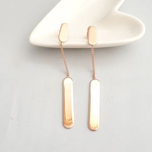 Simple Geo Dangle Earrings,Bar Earrings,Rose Gold Bar Earrings,Geo Bar Earrings,Rose Gold Geo Earrings,Geo Dangle Earring,Minimalist Earring