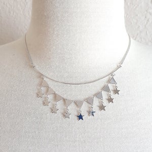 Dainty Star Layer Necklace,Star Dangle Silver Necklace,Starburst Geo Necklace,Boho Layering Necklace,Silver Geo Layering,Minimalist Necklace