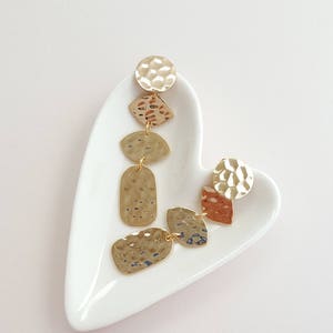 Hammered Geo Drop Earrings,Abstract Geo Earrings,Geo Jewelry,Boho Earrings,Gold Geo Earrings,Minimalist Earrings,Gold Geometric Earring
