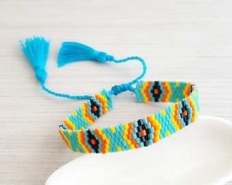 Tribal Beaded Tassel Bracelet: Adjustable Boho Jewelry