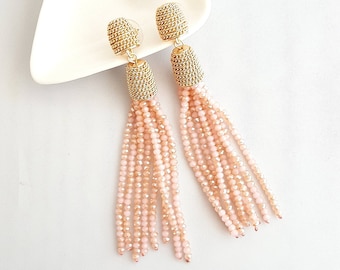 Beaded Tassel Earrings,Bead Tassel Dangle Earring,Bead String Earring,Bead Dangle Earring,Bead Earring,Tassel Earring,Hanging Tassel Earring