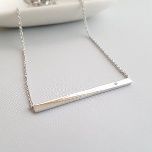 Bar with Cubic Necklace, Plated Bar Necklace, Minimalist Necklace, Bar Necklace, Dainty Necklace, Layering necklace,