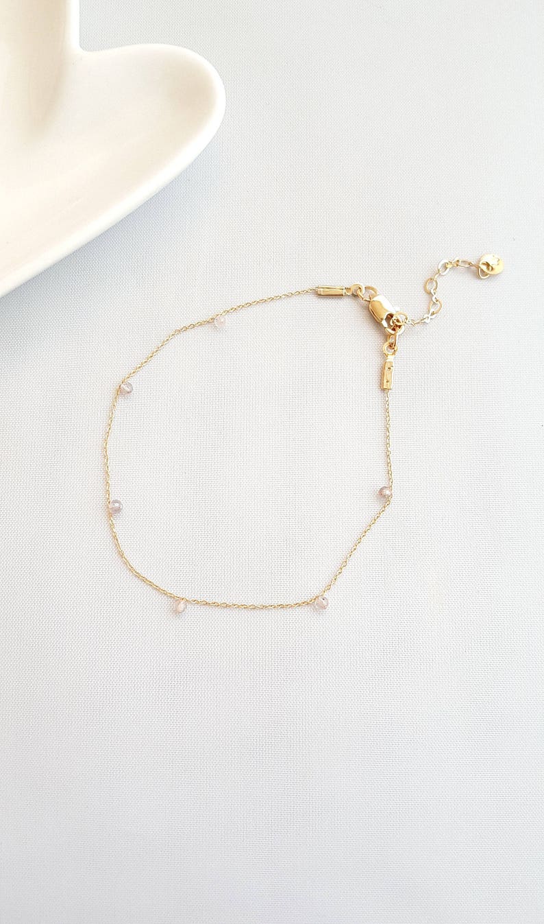 Tiny Light Grey Beads Statement Gold Bracelet,Minimalist Bracelet,Metaphysical Bracelet,Lt. Grey Beads Bracelet,Dainty Beads Bracelet image 7