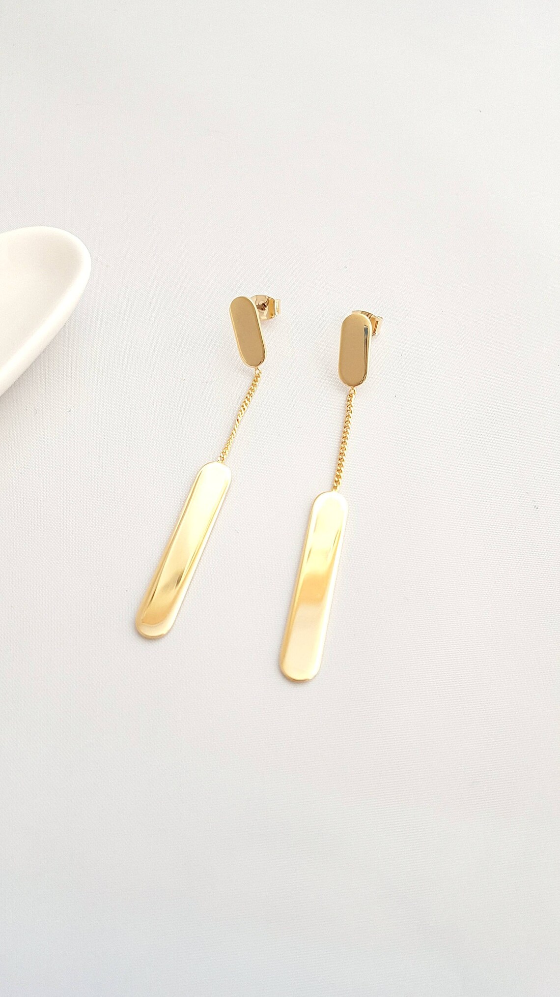 •GEO THREADER• mixed metal dangle earrings