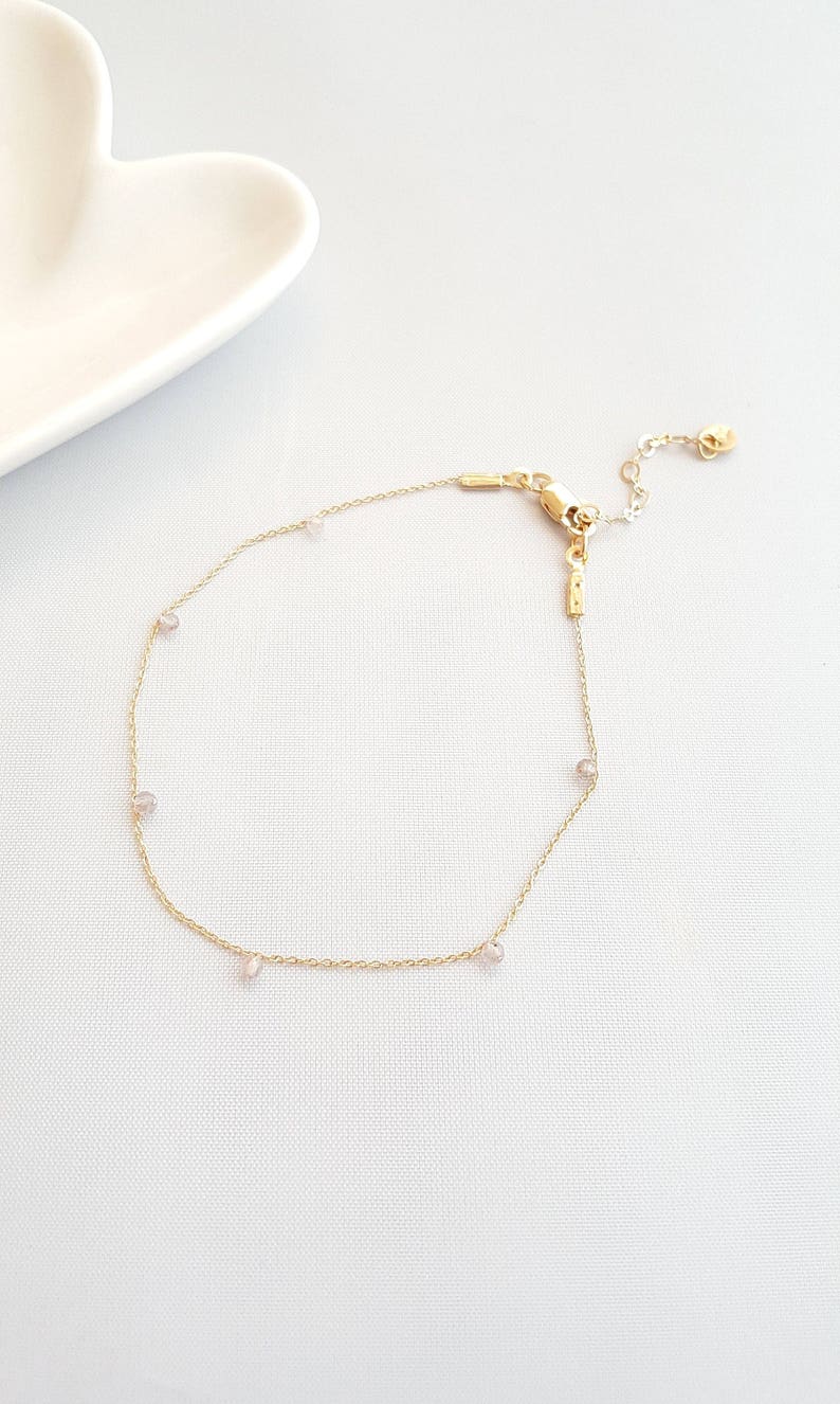 Tiny Light Grey Beads Statement Gold Bracelet,Minimalist Bracelet,Metaphysical Bracelet,Lt. Grey Beads Bracelet,Dainty Beads Bracelet image 5