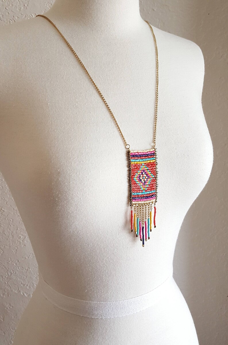 Tribal Beaded Necklaceboho Bead Necklace Ethnic Etsy