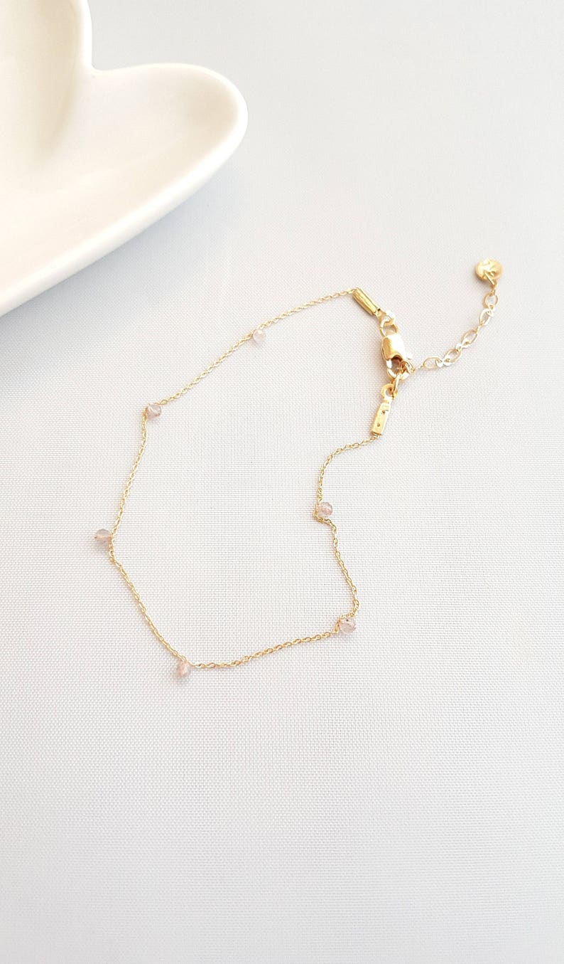 Tiny Light Grey Beads Statement Gold Bracelet,Minimalist Bracelet,Metaphysical Bracelet,Lt. Grey Beads Bracelet,Dainty Beads Bracelet image 6