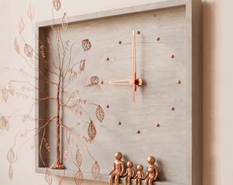 8 Year Anniversary Gift for Him and Her, Bronze Anniversary Handmade Family Wall Clock, Custom 8th Anniversary Present for Men