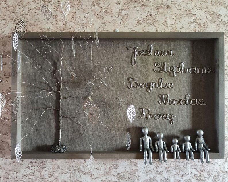 Personalized Family Tree 10 11 25 Year Custom Gift 10th 11th 25th Anniversary Silver Tin Aluminum Steel ten Wedding wife husband her his image 7