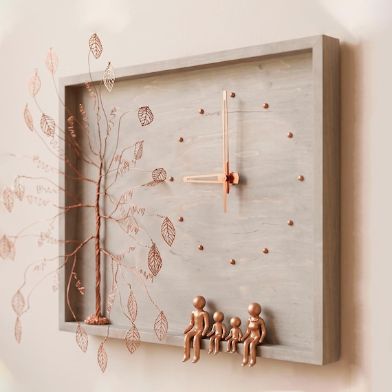 7th anniversary gift her him Family Clock tree 7 year copper wedding anniversary together wife husband men women couple 22nd 22 year parents