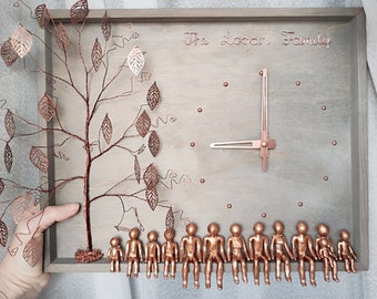 8th 19th bronze anniversary gift man her Clock Wall  8 19 21 year wedding custom family tree personalized wife husband mom daughter son