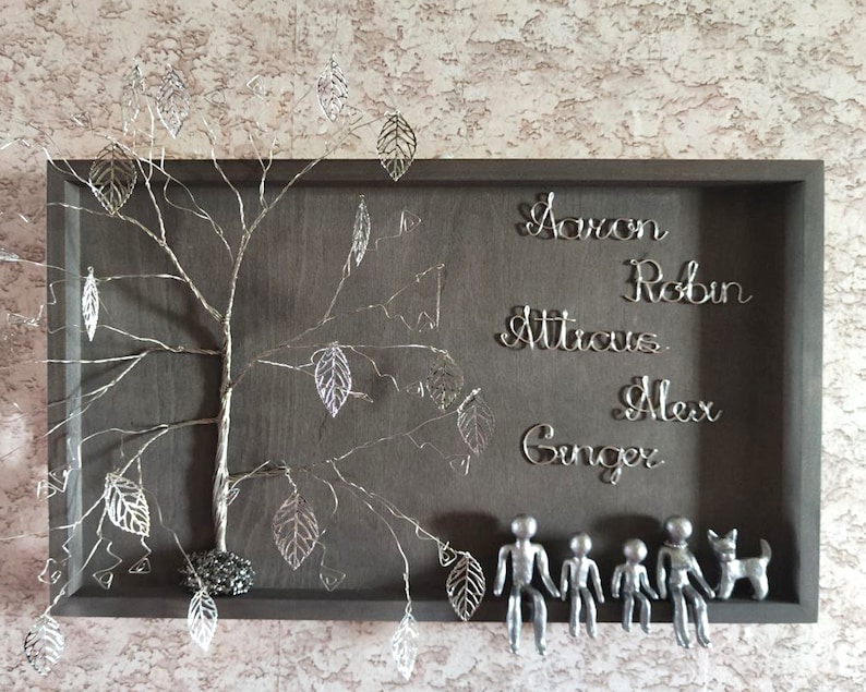 Personalized Family Tree 10 11 25 Year Custom Gift 10th 11th 25th Anniversary Silver Tin Aluminum Steel ten Wedding wife husband her his image 5
