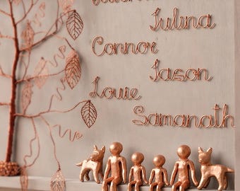 7th Anniversary Gift for Him or Her, Personalized Copper Family Tree with Names, Custom 7 Year Anniversary for Wife or Husband