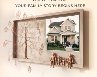 Housewarming Gift for Couple, New Home Gift, Personalized Family Tree Frame, First Home Together Gift, Family Photo Keepsake for Friends