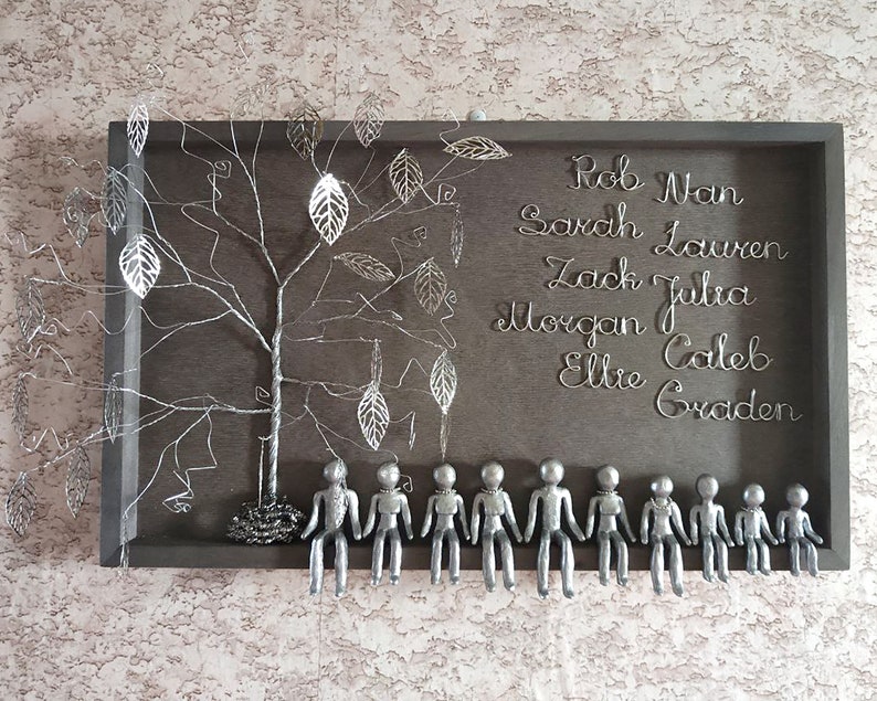 Personalized Family Tree 10 11 25 Year Custom Gift 10th 11th 25th Anniversary Silver Tin Aluminum Steel ten Wedding wife husband her his image 9