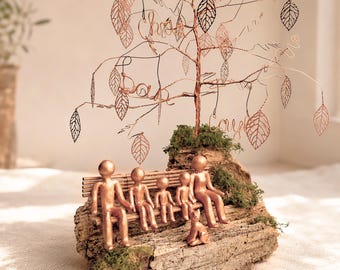 8 Year Anniversary Gift for Him and Her, Bronze Anniversary Personalized Gift, 8th Anniversary Present for men, Custom Family Tree Sculpture