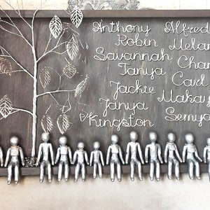 Personalized Family Tree 10 11 25 Year Custom Gift 10th 11th 25th Anniversary Silver Tin Aluminum Steel ten Wedding wife husband her his image 10