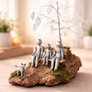 Escultura de aluminio y hojalata con árbol genealógico personalizado para el décimo aniversario de bodas (mujeres, hombres, esposa, esposo).