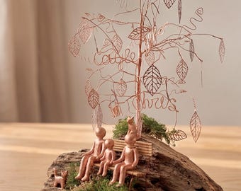 7 Year Anniversary Gift for Him, Her, Copper Anniversary Personalized Gift, 7th Anniversary Present, Custom Family Tree Sculpture with Names