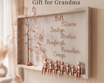 75th Birthday Gift for Grandma or Grandpa, Custom Family Tree Frame, Personalized Gift for Women or Men, 70th 80th 90th Birthday Keepsake