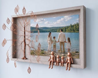 7 Year Anniversary Gift for Him and Her, 7 Year Wedding Anniversary Gift,  Copper Anniversary Gift, Custom Family Tree Frame with Photos