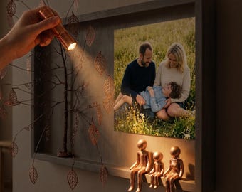 7 Year Anniversary Gift for Him and Her, 7th Wedding Anniversary Gift,  Copper Anniversary Gift, Custom Family Tree Frame with Photos