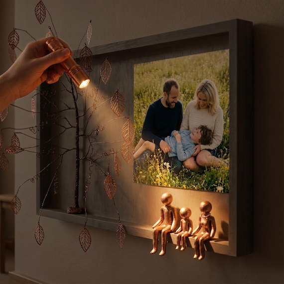 7 Year Anniversary Gift for Him and Her, 7th Wedding Anniversary Gift,  Copper Anniversary Gift, Custom Family Tree Frame with Photos