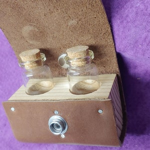 double potion bottle holder genuine leather belt pouch
