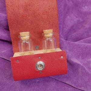 double potion bottle holder genuine leather belt pouch