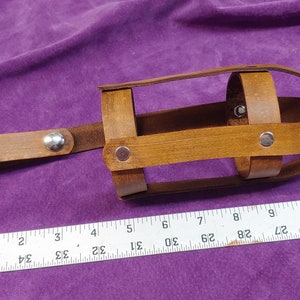 Genuine leather hand made water bottle holder in light antique brown