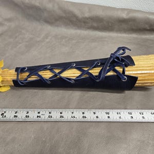 Genuine leather parasol holder in dark blue