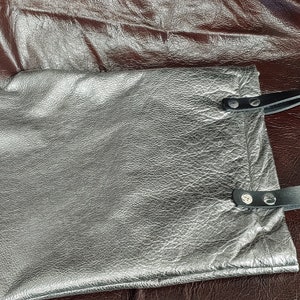 Small handmade basic genuine leather bag gunmetal color