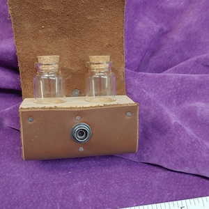 double potion bottle holder genuine leather belt pouch
