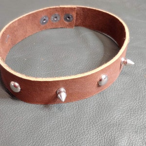 Genuine leather spiked choker