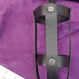 Genuine leather hand made water bottle holder in black