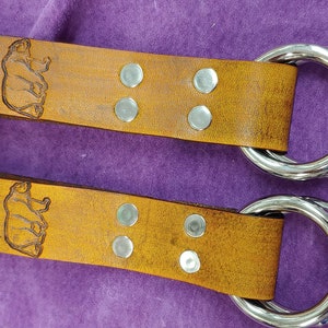 Genuine leather handmade skirt hikes with bear motif