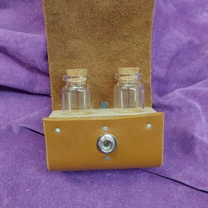 double potion bottle holder genuine leather belt pouch
