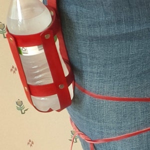 Genuine leather hand made water bottle holder with leg strap