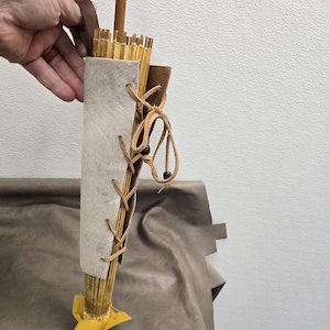 Genuine leather hair on leather parasol holder
