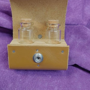 double potion bottle holder genuine leather belt pouch