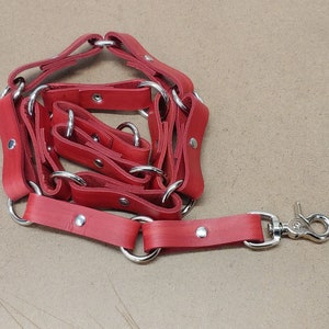 Hand made genuine leather multi ring belt in red color